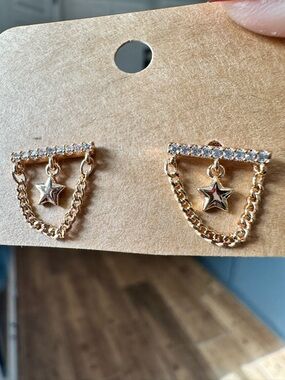 18k gold plated Gold Star Chain Earrings